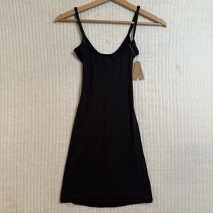 Skims Fits Everybody Slip Mini Dress Size XXS Onyx Black NWT $68 Stretchy